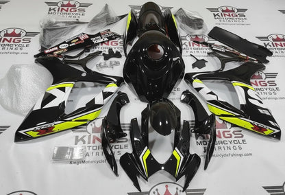 Suzuki GSXR600 Fairings (2006-2007) Black, White, Neon Yellow at KingsMotorcycleFairings.com