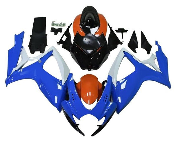 Suzuki GSXR 600 Fairings (2006-2007) Blue, Black, Orange, White at KingsMotorcycleFairings.com