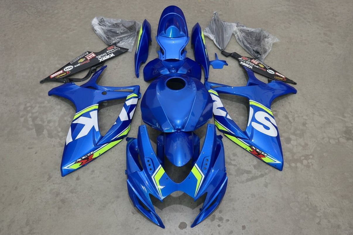 Suzuki GSXR 600 Fairings (2006-2007) Blue, Neon Yellow, White at KingsMotorcycleFairings.com