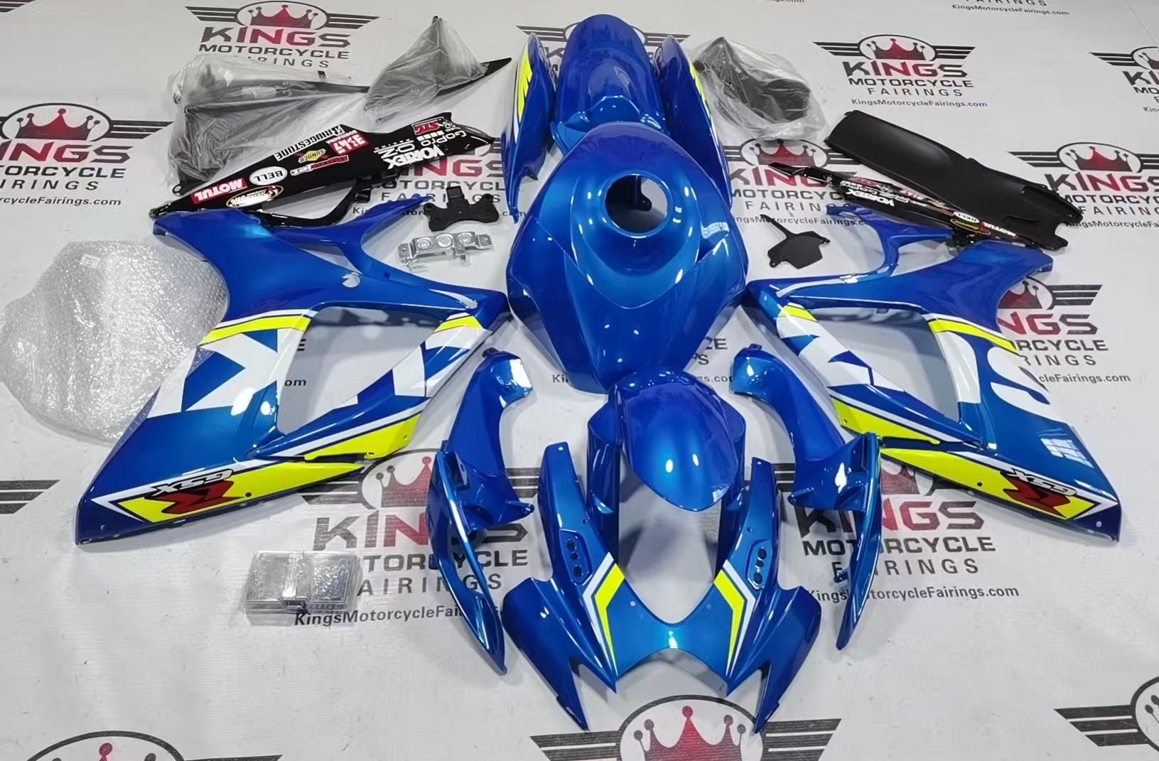 Suzuki GSXR600 Fairings (2006-2007) Blue, White, Neon Yellow at KingsMotorcycleFairings.com