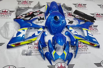 Suzuki GSXR600 Fairings (2006-2007) Blue, White, Neon Yellow at KingsMotorcycleFairings.com