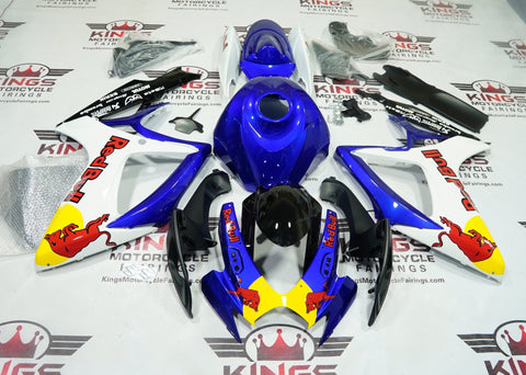 Suzuki GSXR600 Fairings (2006-2007) Blue, White, Yellow RedBull at KingsMotorcycleFairings.com