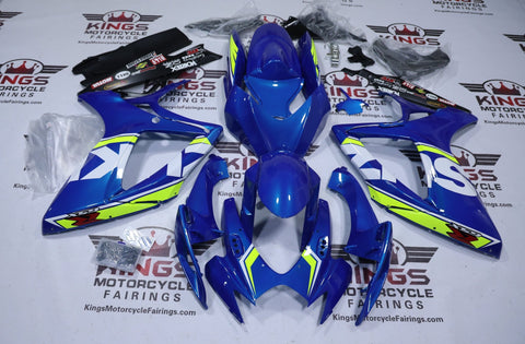 Suzuki GSXR600 Fairings (2006-2007) Blue, Yellow Neon, White at KingsMotorcycleFairings.com