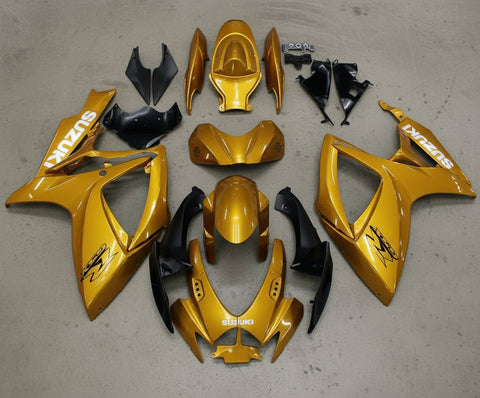 Suzuki GSXR600 Fairings (2006-2007) Gold, White at KingsMotorcycleFairings.com