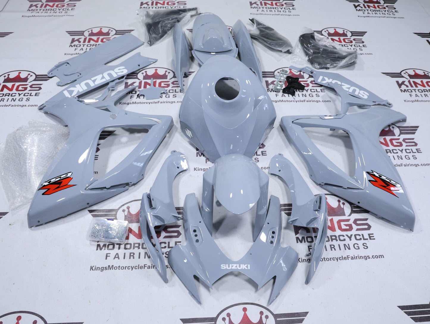 Suzuki GSXR600 Fairings (2006-2007) Gray, White, Red at KingsMotorcycleFairings.com