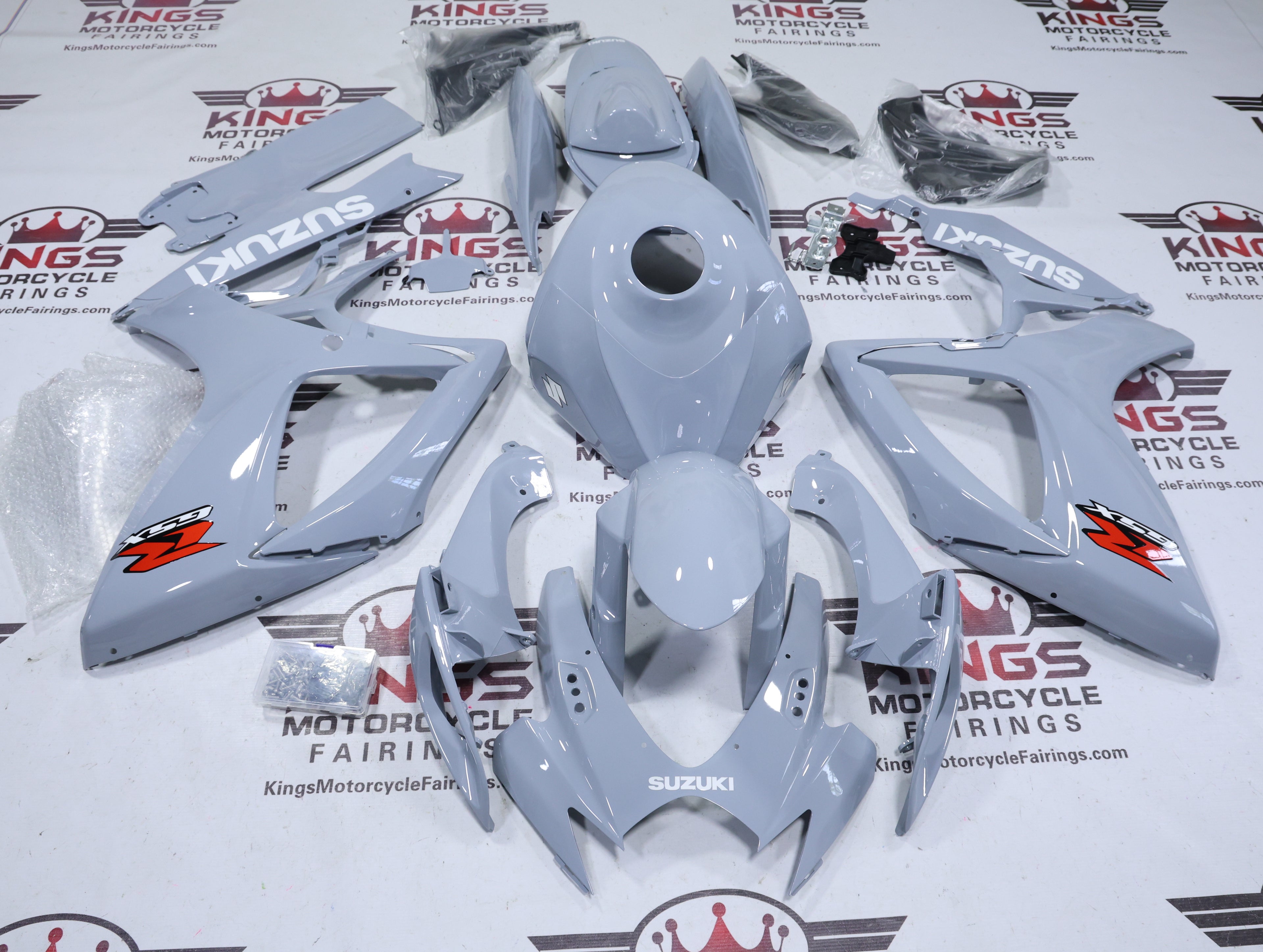 Suzuki GSXR600 Fairings (2006-2007) Gray, White, Red at KingsMotorcycleFairings.com