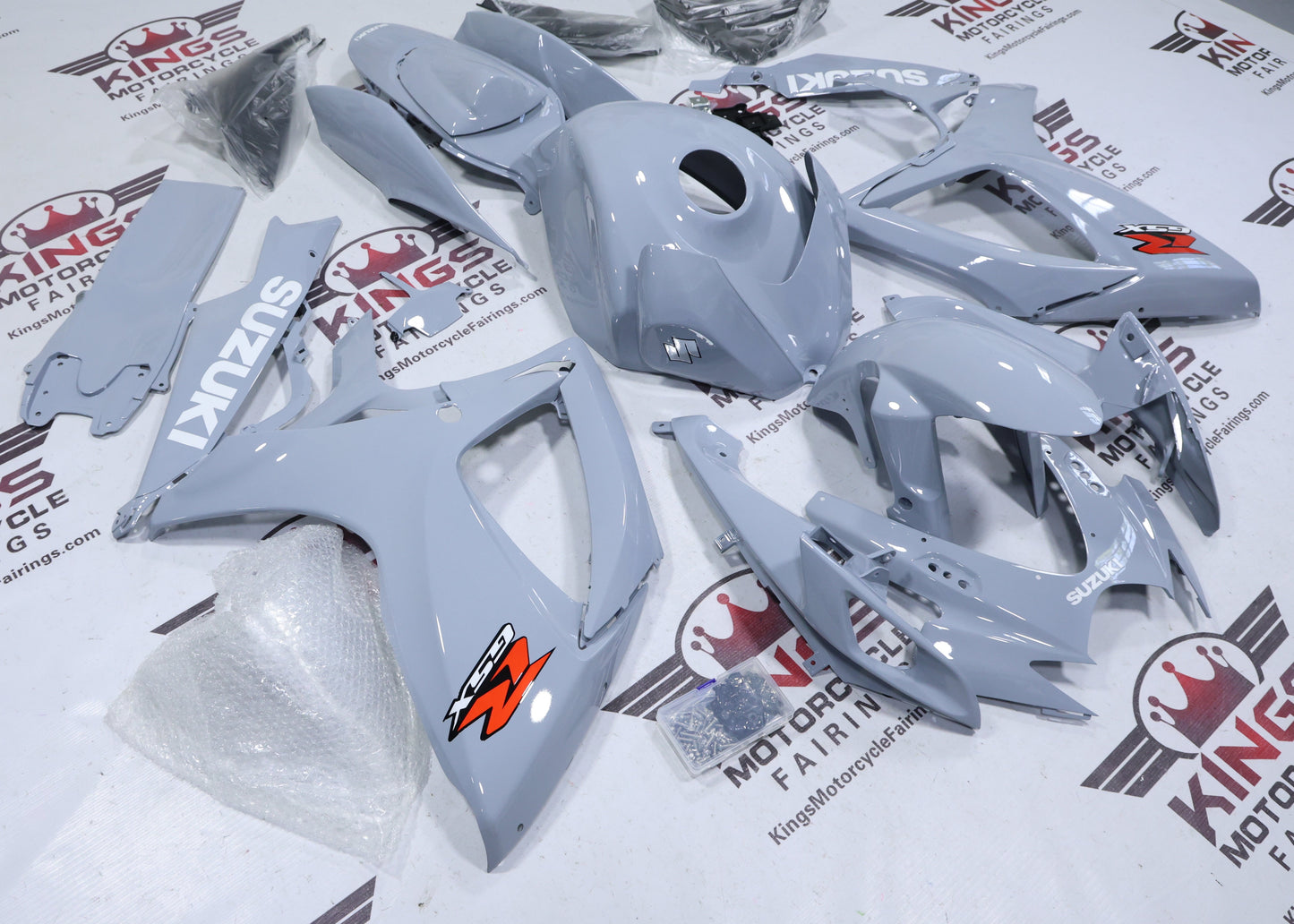 Suzuki GSXR600 Fairings (2006-2007) Gray, White, Red from KingsMotorcycleFairings.com