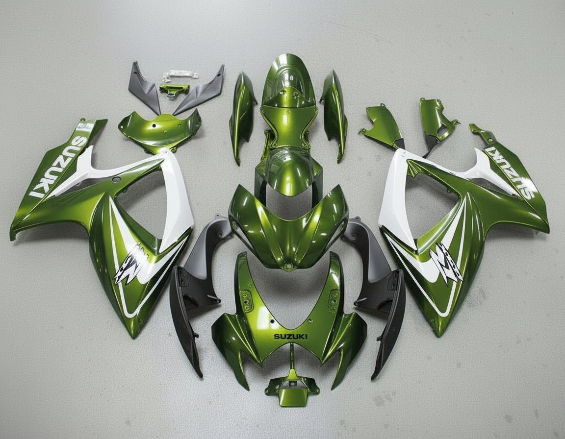 Suzuki GSXR600 Fairings (2006-2007) Green, White at KingsMotorcycleFairings.com