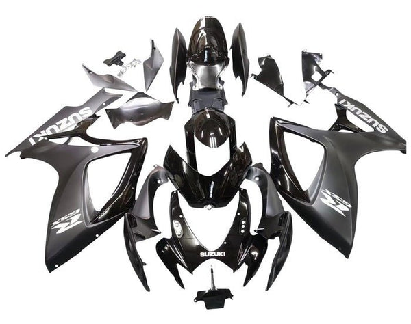 Suzuki GSXR 600 Fairings (2006-2007) Matte Black, Gloss Black, Gray at KingsMotorcycleFairings.com
