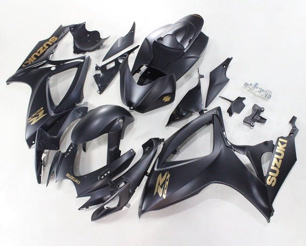 Suzuki GSXR 600 Fairings (2006-2007) Matte Black, Gold at KingsMotorcycleFairings.com