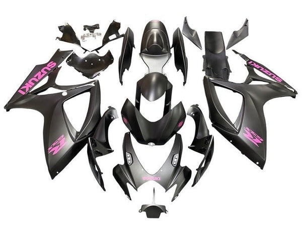 Suzuki GSXR 600 Fairings (2006-2007) Matte Black, Pink at KingsMotorcycleFairings.com