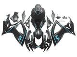 Suzuki GSXR 600 Fairings (2006-2007) Matte Black, Turquoise Blue at KingsMotorcycleFairings.com