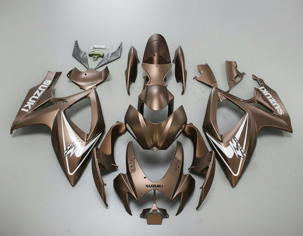 Suzuki GSXR600 Fairings (2006-2007) Matte Brown, White at KingsMotorcycleFairings.com