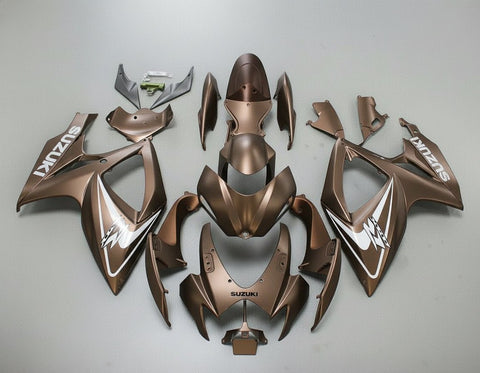 Suzuki GSXR600 Fairings (2006-2007) Matte Brown, White at KingsMotorcycleFairings.com