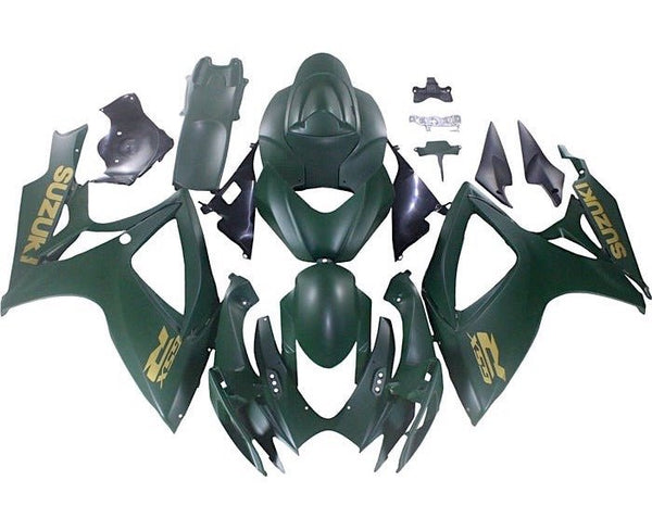 Suzuki GSXR 600 Fairings (2006-2007) Matte Green, Gold at KingsMotorcycleFairings.com