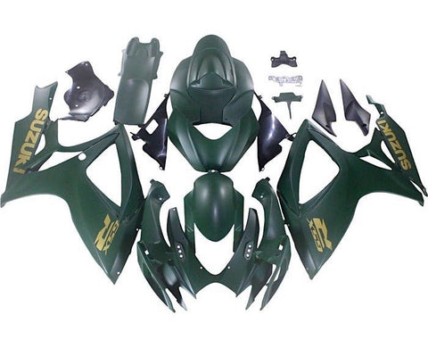 Suzuki GSXR 600 Fairings (2006-2007) Matte Green, Gold at KingsMotorcycleFairings.com