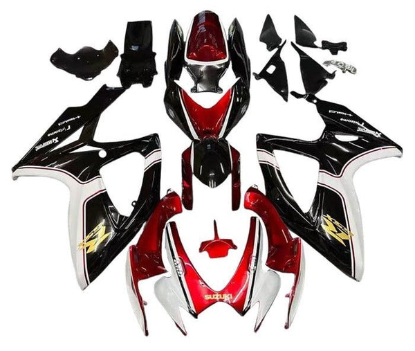 Suzuki GSXR 600 Fairings (2006-2007) White, Black, Dark Red, Gold at KingsMotorcycleFairings.com