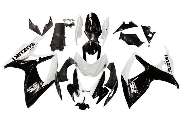 Suzuki GSXR 600 Fairings (2006-2007) White, Black at KingsMotorcycleFairings.com