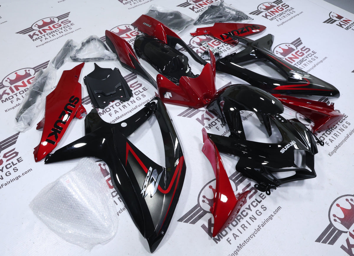 Suzuki GSXR600 Fairings (2008-2010) Black, Dark Red, Gray at KingsMotorcycleFairings.com