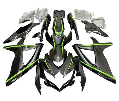Suzuki GSXR 600 Fairings (2008-2010) Black, Green Stripe at KingsMotorcycleFairings.com
