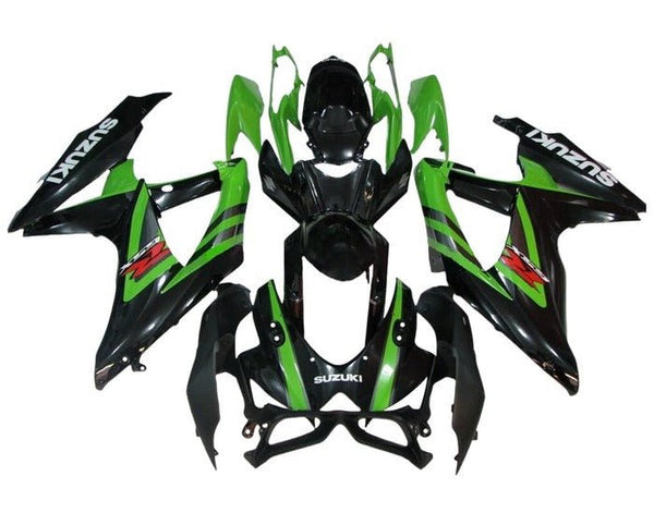 Suzuki GSXR 600 Fairings (2008-2010) Black, Green at KingsMotorcycleFairings.com