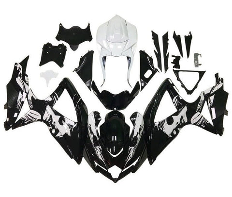 Suzuki GSXR 600 Fairings (2008-2010) Black, White, Leyla at KingsMotorcycleFairings.com