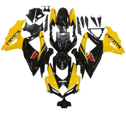 Suzuki GSXR 600 Fairings (2008-2010) Black, Yellow at KingsMotorcycleFairings.com