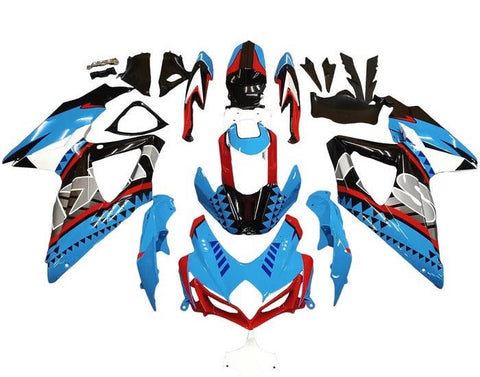 Suzuki GSXR 600 Fairings (2008-2010) Blue, Red, Black, Shapes at KingsMotorcycleFairings.com