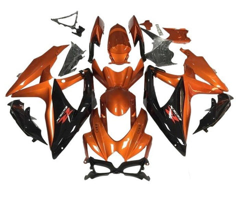 Suzuki GSXR 600 Fairings (2008-2010) Gloss Orange, Black at KingsMotorcycleFairings.com