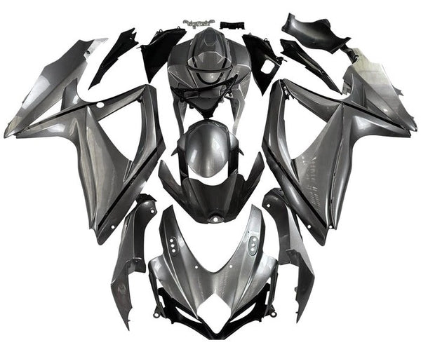 Suzuki GSXR 600 Fairings (2008-2010) Gray, Black Stripes at KingsMotorcycleFairings.com
