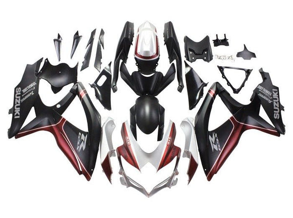 Suzuki GSXR 600 Fairings (2008-2010) Matte Black, Dark Red, White at KingsMotorcycleFairings.com