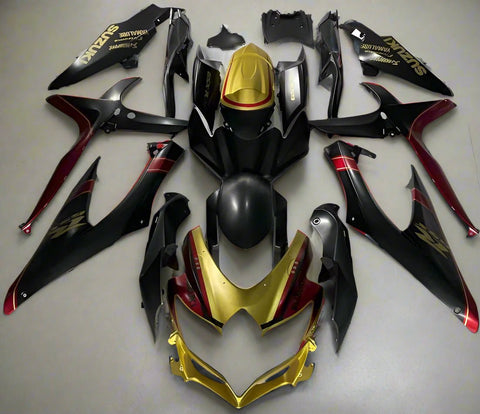 Suzuki GSXR 600 Fairings (2008-2010) Matte Black, Gold, Dark Red at KingsMotorcycleFairings.com