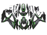Suzuki GSXR 600 Fairings (2008-2010) Matte Black, Green Stripes at KingsMotorcycleFairings.com