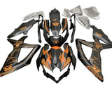 Suzuki GSXR600 Fairing Kit (2008-2010) Matte Black, Orange Corona at KingsMotorcycleFairings.com