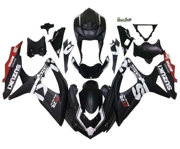 Suzuki GSXR 600 Fairings (2008-2010) Matte Black, White, Red at KingsMotorcycleFairings.com