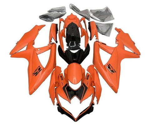 Suzuki GSXR 600 Fairings (2008-2010) Matte Orange, Gloss Black at KingsMotorcycleFairings.com
