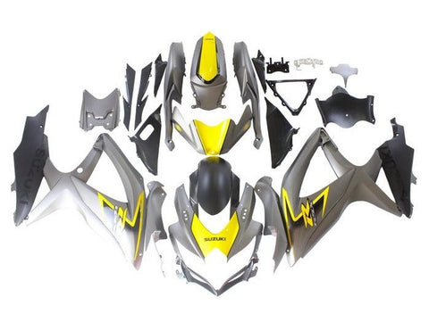 Suzuki GSXR 600 Fairings (2008-2010) Matte Silver, Yellow, Black at KingsMotorcycleFairings.com