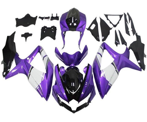 Suzuki GSXR 600 Fairings (2008-2010) Purple, White, Black at KingsMotorcycleFairings.com
