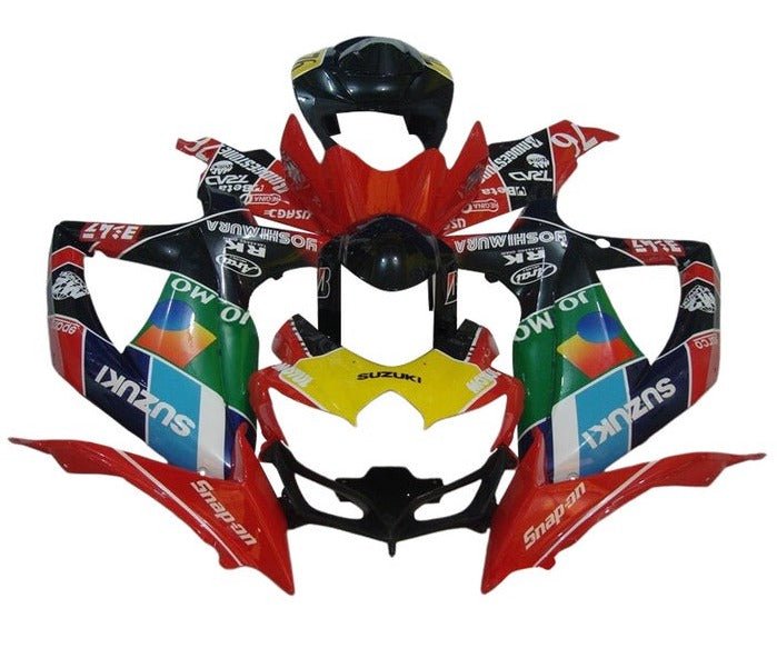 Suzuki GSXR 600 Fairings (2008-2010) Red, Black Snap On at KingsMotorcycleFairings.com