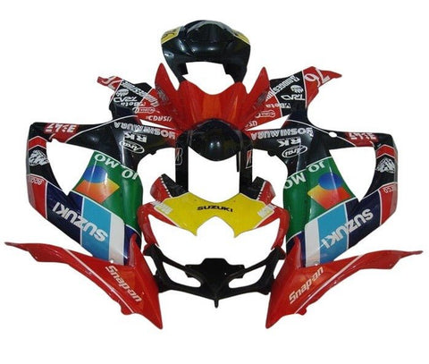 Suzuki GSXR 600 Fairings (2008-2010) Red, Black Snap On at KingsMotorcycleFairings.com