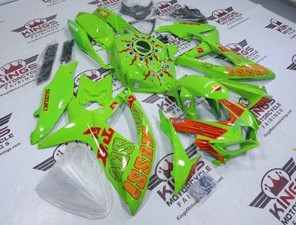 Suzuki GSXR600 Fairings (2008-2010) Rossi Green, Orange from KingsMotorcycleFairings.com