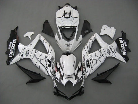 Suzuki GSXR 600 Fairings (2008-2010) White, Black Alstare at KingsMotorcycleFairings.com