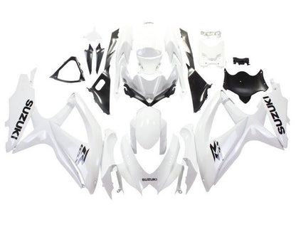 Suzuki GSXR 600 Fairings (2008-2010) White, Black Gloss at KingsMotorcycleFairings.com