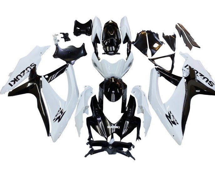 Suzuki GSXR600 Fairing Kit (2008-2010) White, Black at KingsMotorcycleFairings.com