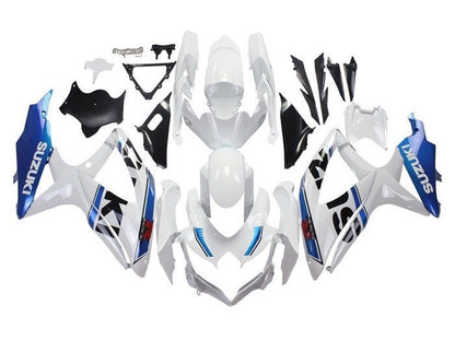 Suzuki GSXR 600 Fairings (2008-2010) White, Blue Stripe at KingsMotorcycleFairings.com