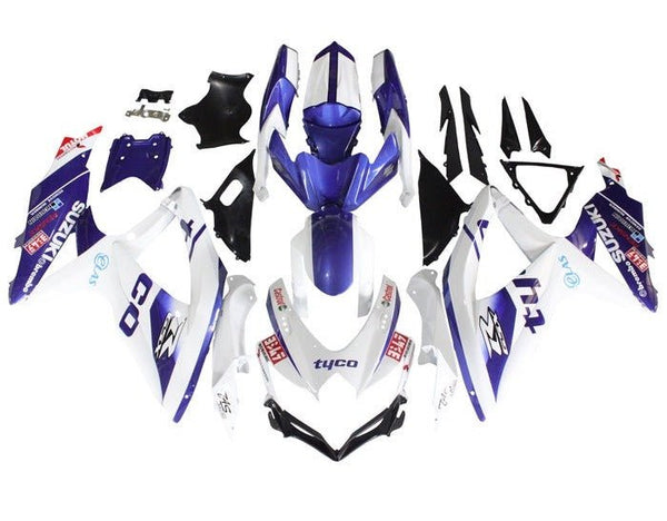 Suzuki GSXR 600 Fairings (2008-2010) White, Blue Tyco at KingsMotorcycleFairings.com