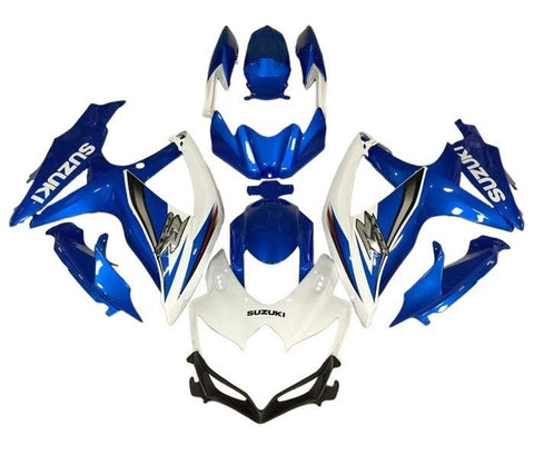 Suzuki GSXR 600 Fairings (2008-2010) White, Blue, Silver at KingsMotorcycleFairings.com