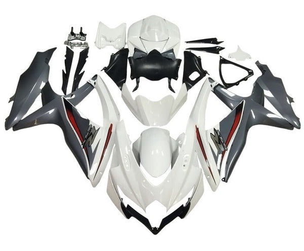 Suzuki GSXR 600 Fairings (2008-2010) White, Gray, Red at KingsMotorcycleFairings.com