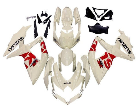 Suzuki GSXR 600 Fairings (2008-2010) White, Red at KingsMotorcycleFairings.com