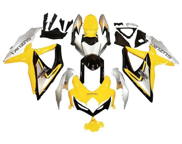 Suzuki GSXR 600 Fairings (2008-2010) Yellow Gloss, Silver, Black at KingsMotorcycleFairings.com